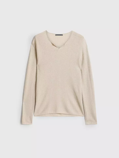 John Varvatos | Le pull-over Henley texturé ''Egor'' - Gris brumeux