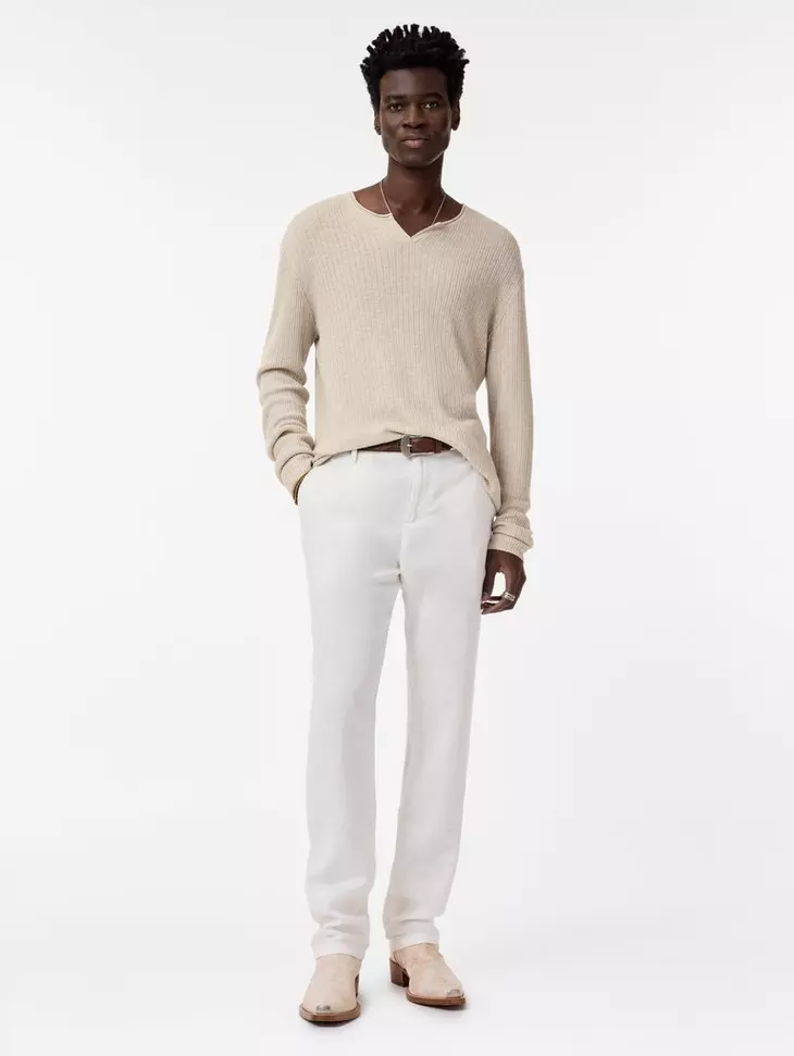 John Varvatos | Le pull-over Henley texturé ''Egor'' - Gris brumeux