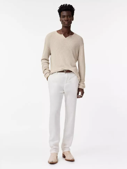 John Varvatos | Le pull-over Henley texturé ''Egor'' - Gris brumeux