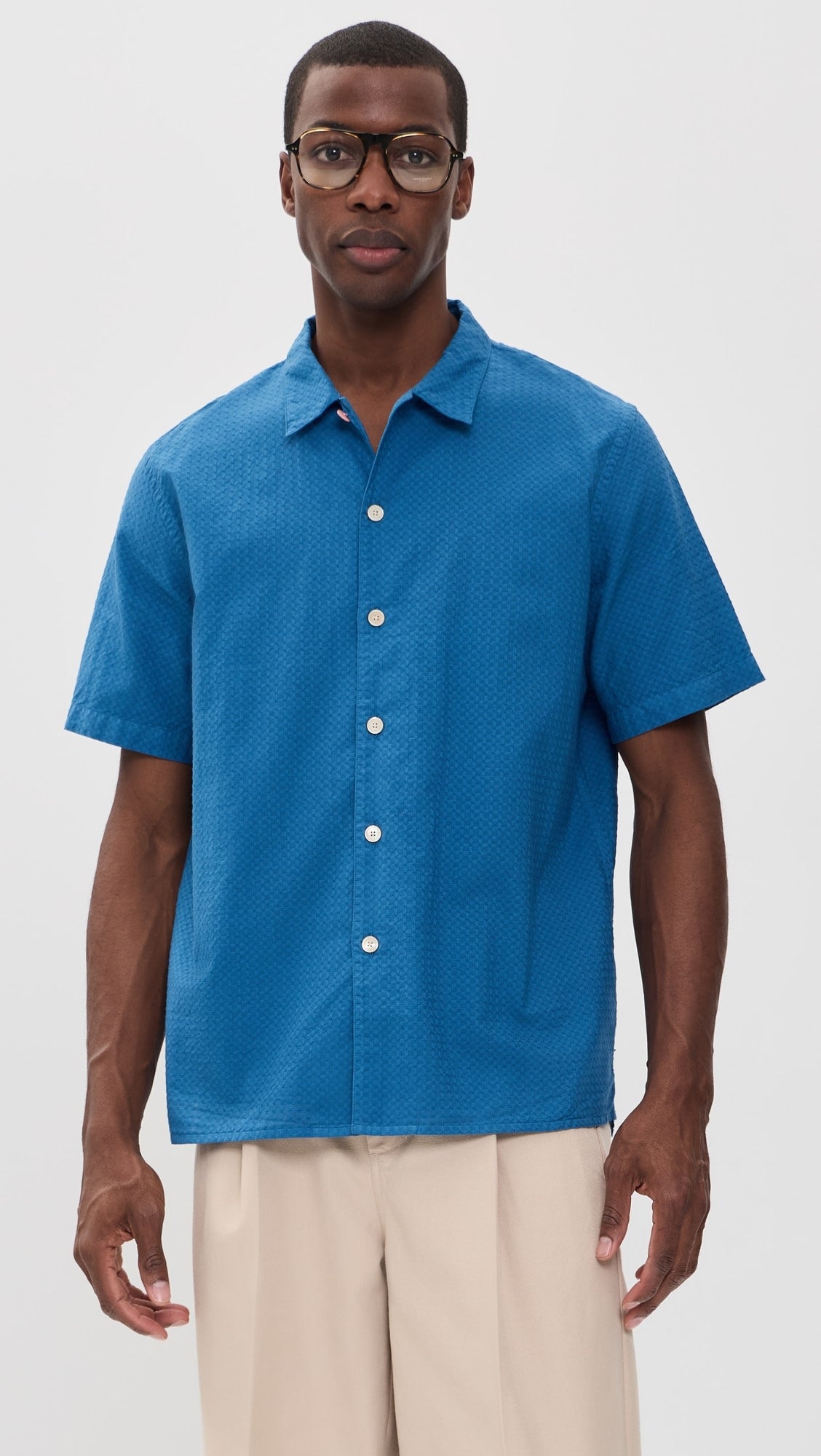 Paul smith | Chemise à manches courtes en seersucker PS - Bleu colbalt