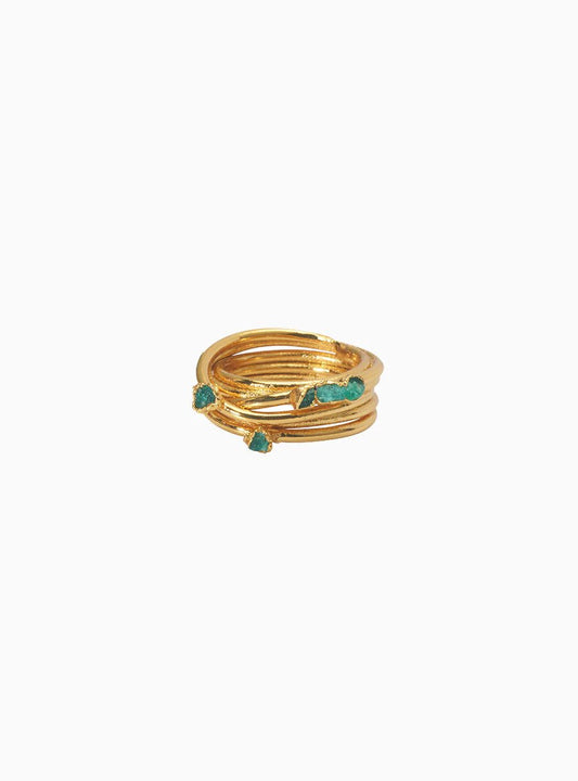 Fenomena - Ring "ANILLO PROVIDENCIA ESMERALDA" - Gold Plated