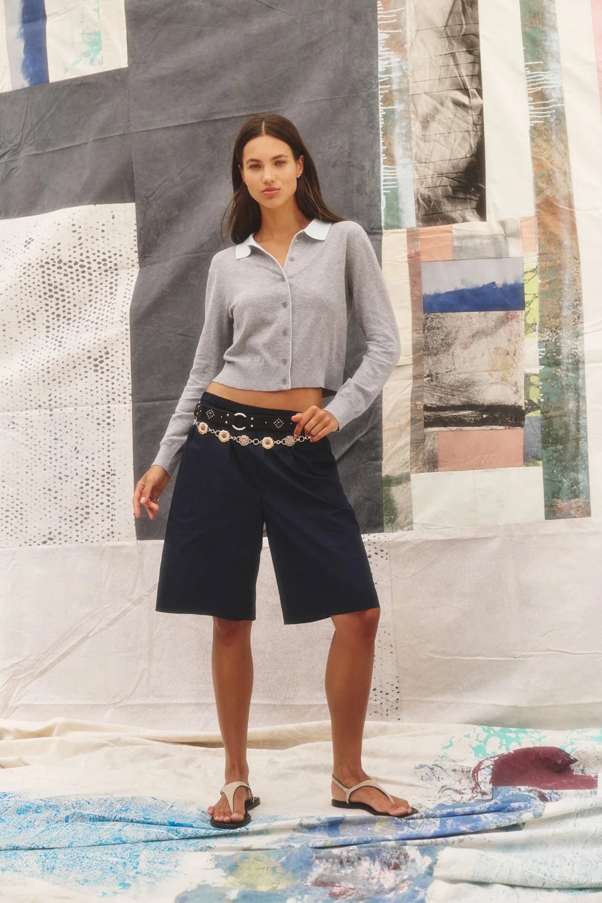 Velvet | Le cardigan polo ''Riven'' - Gris