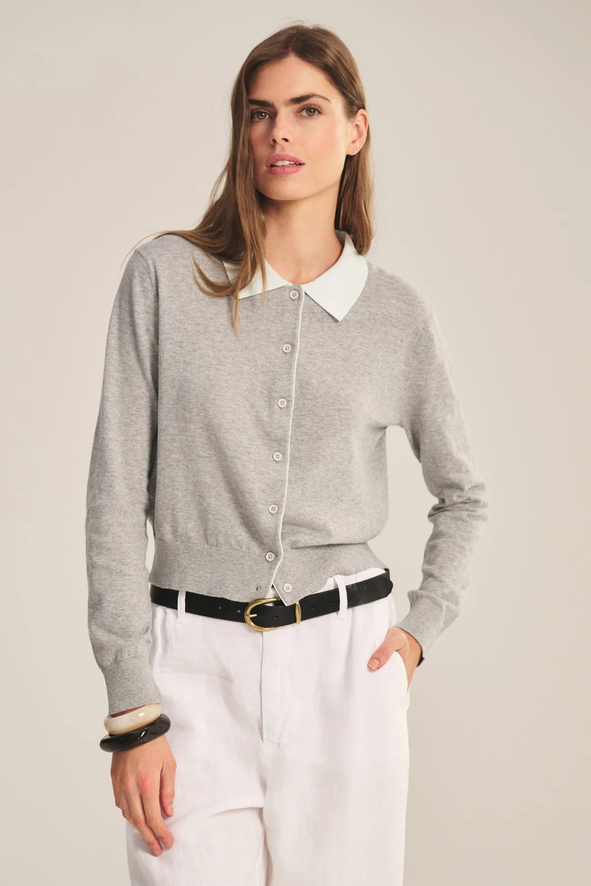 Velvet | Le cardigan polo ''Riven'' - Gris