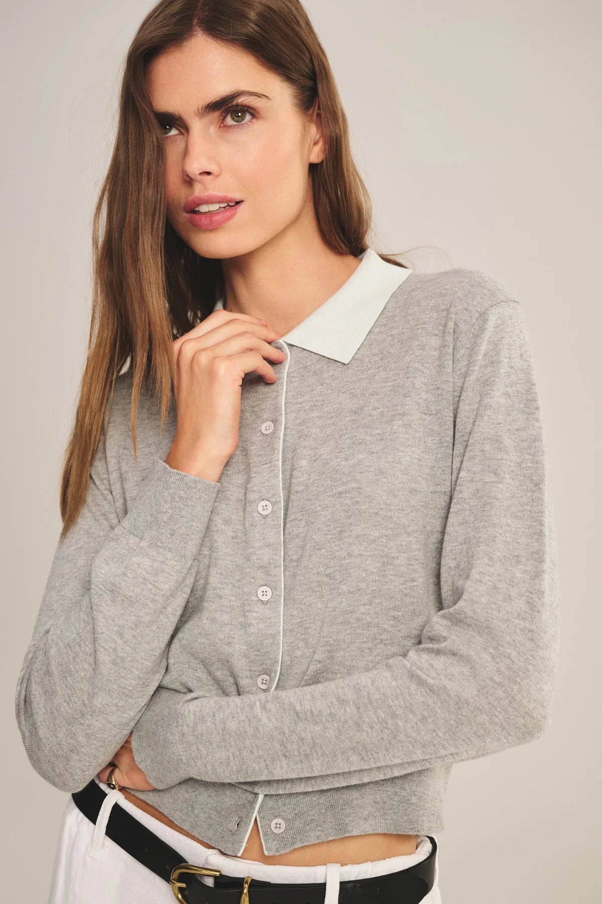Velvet | Le cardigan polo ''Riven'' - Gris