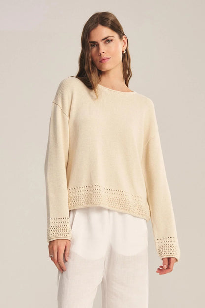 Velvet | Le pull en maille de coton ''Rosalyn'' -  Crème