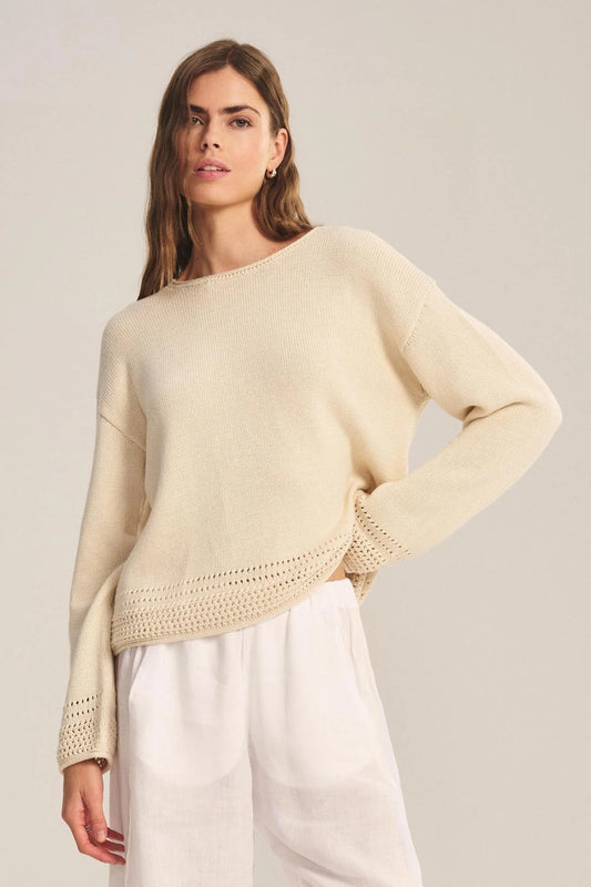 Velvet | Le pull en maille de coton ''Rosalyn'' -  Crème