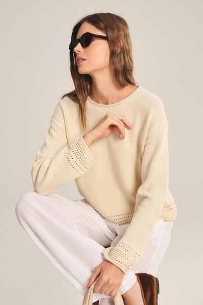 Velvet | Le pull en maille de coton ''Rosalyn'' -  Crème