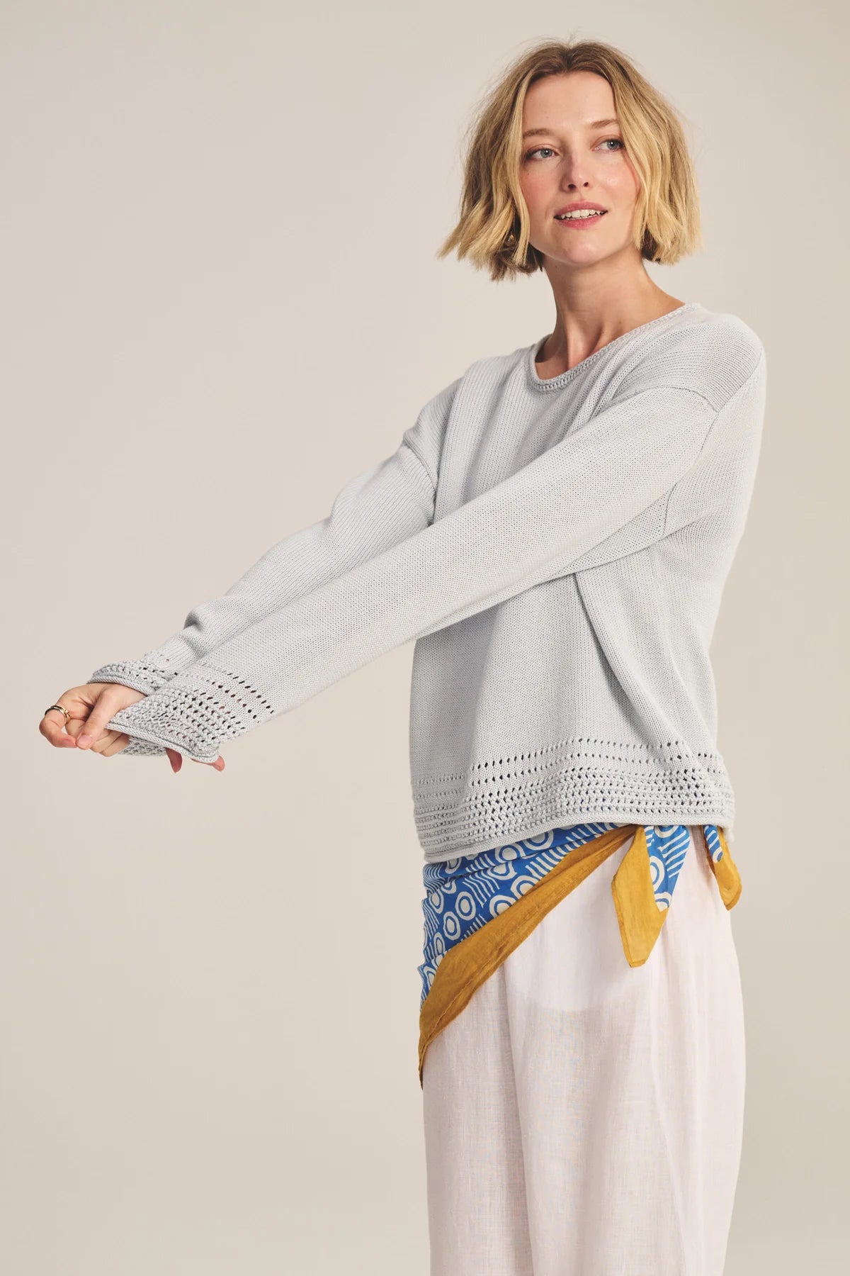 Velvet | Le pull en maille de coton ''Rosalyn'' -  Bleu