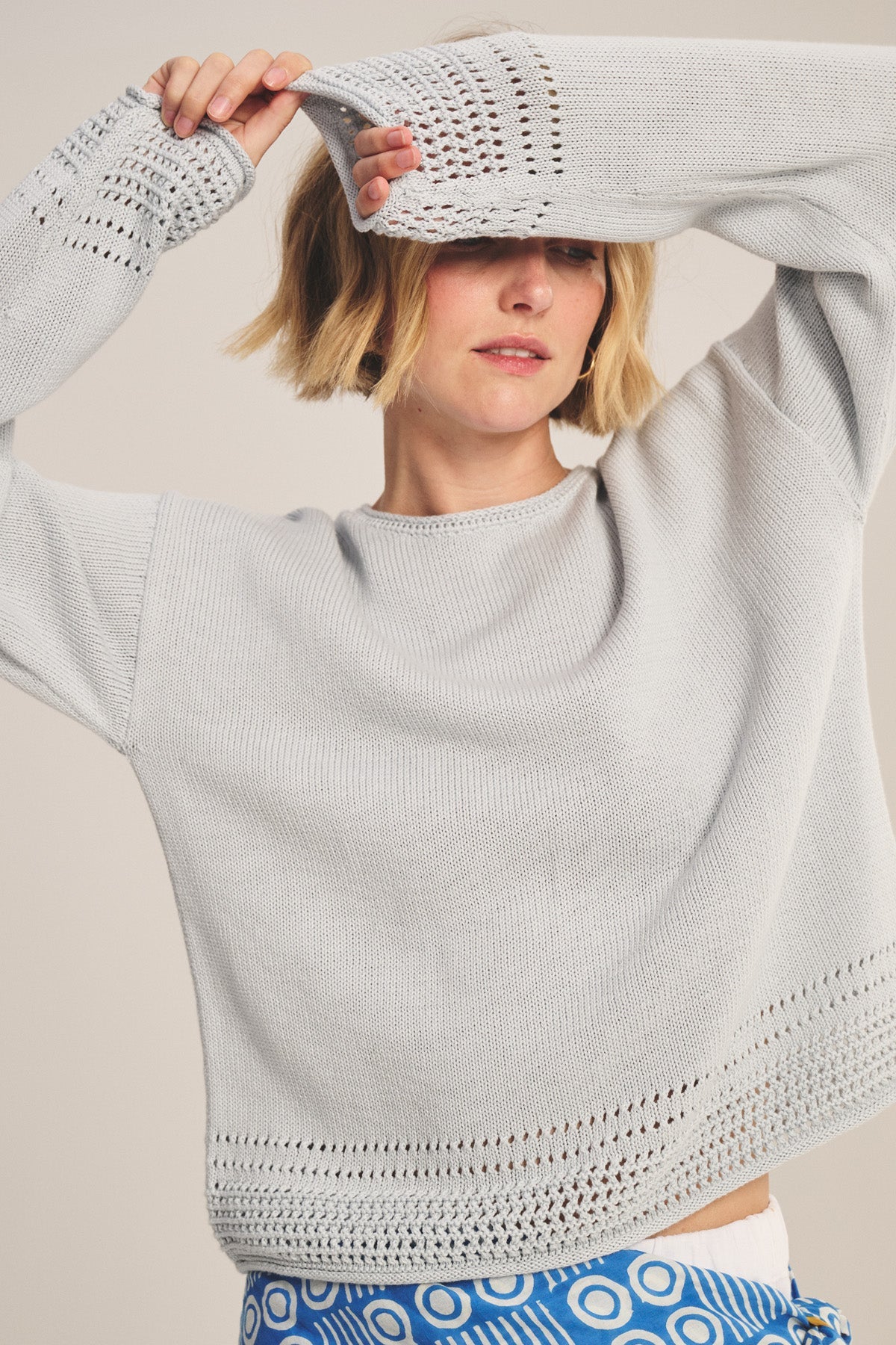 Velvet | Le pull en maille de coton ''Rosalyn'' -  Bleu