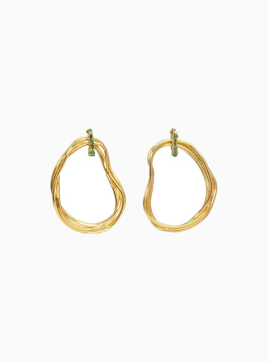 Fenomena - "Aretes Providencia Round Electro" Earrings - Gold Plated