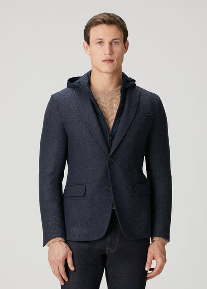 Pal Zileri | Veste à chevrons Col intérieur amovible à capuche - Marine