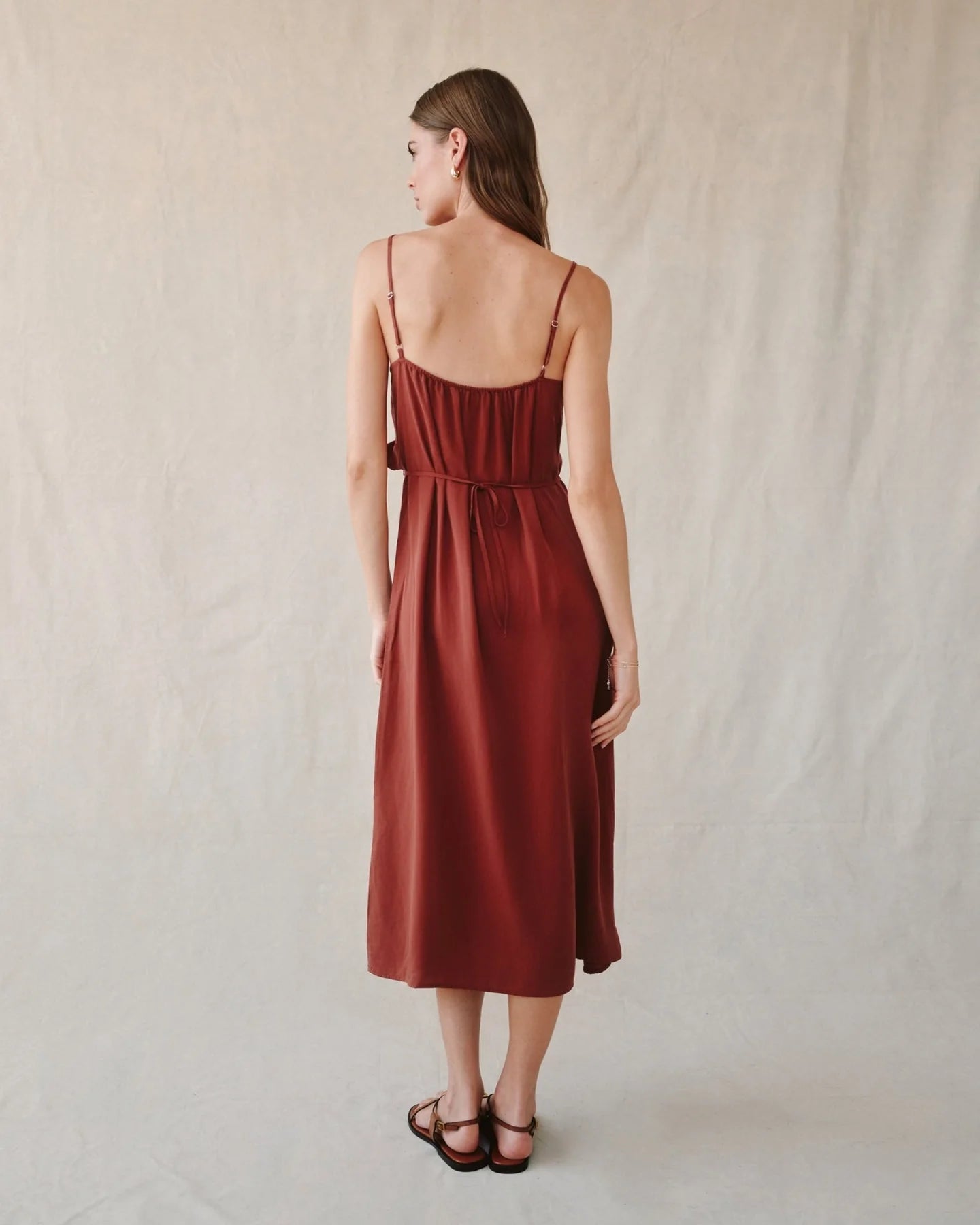 Bella Dahl | Robe midi à bretelles volantées - Rouge