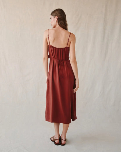 Bella Dahl | Robe midi à bretelles volantées - Rouge