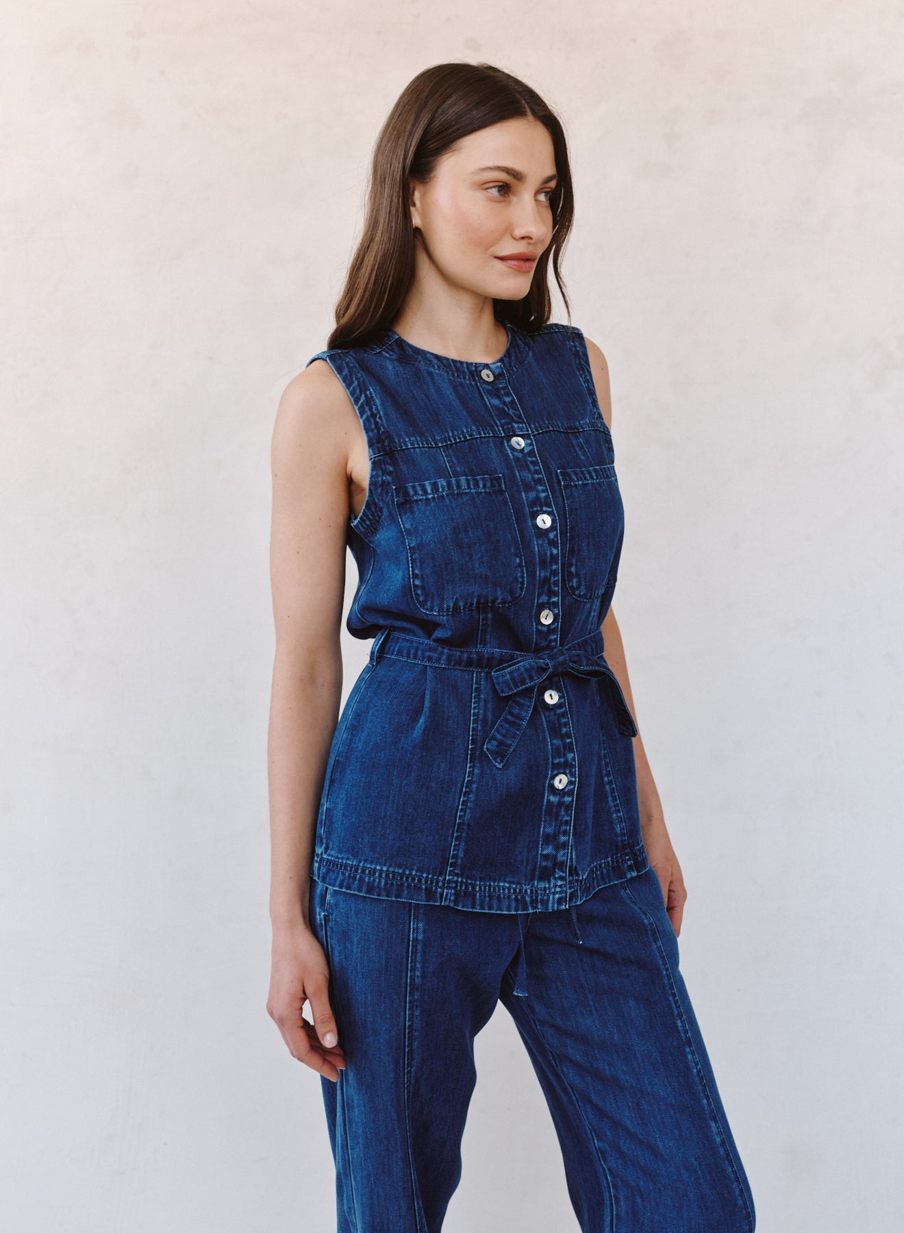 Bella Dahl | Veste 'Seamed Belted'| Bleu