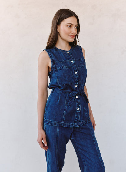 Bella Dahl | Veste 'Seamed Belted'| Bleu