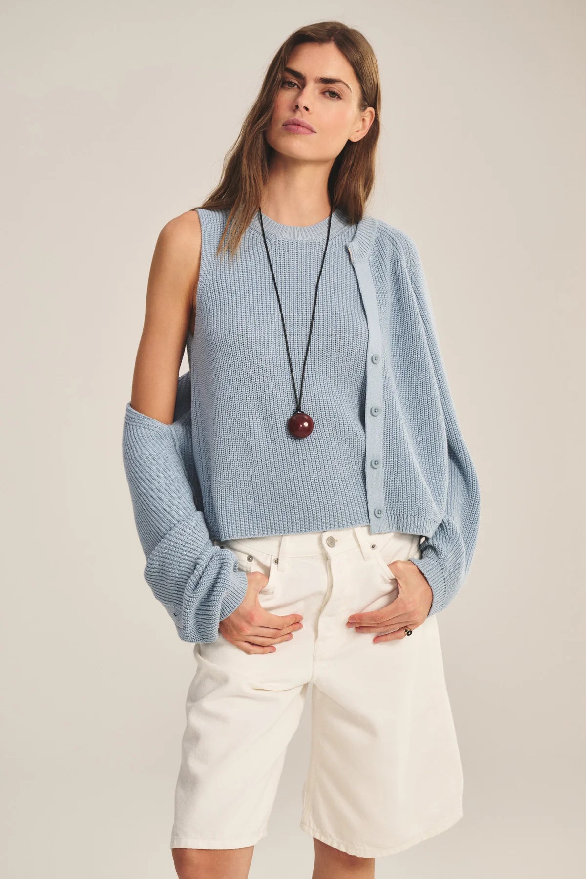 Velvet | Le pull sans manches en coton Pima ''Seretta'' - Bleu