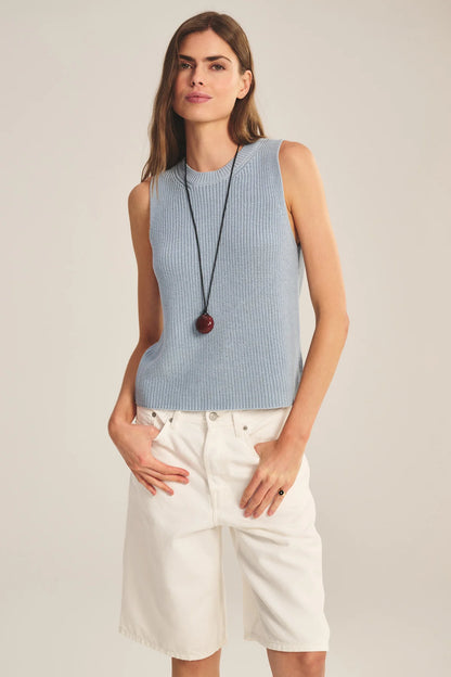 Velvet | Le pull sans manches en coton Pima ''Seretta'' - Bleu