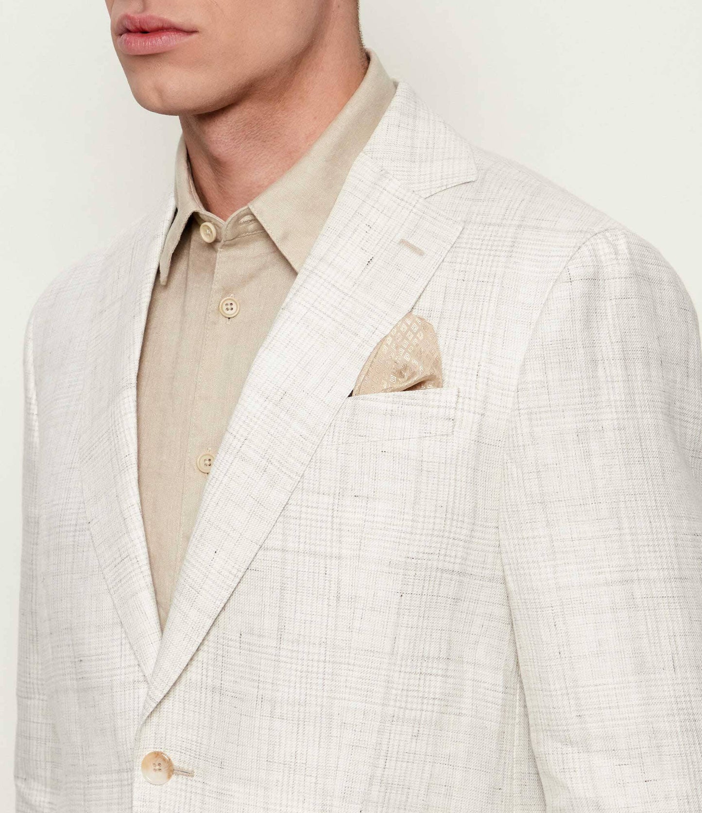 SAND Copenhagen | Veston en lin « Star Napoli » à motif à carreaux - Beige clair