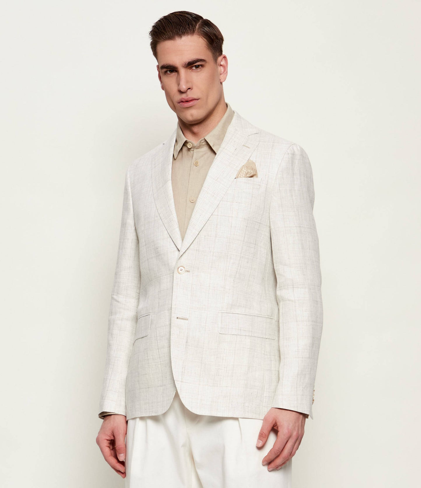 SAND Copenhagen | Veston en lin « Star Napoli » à motif à carreaux - Beige clair