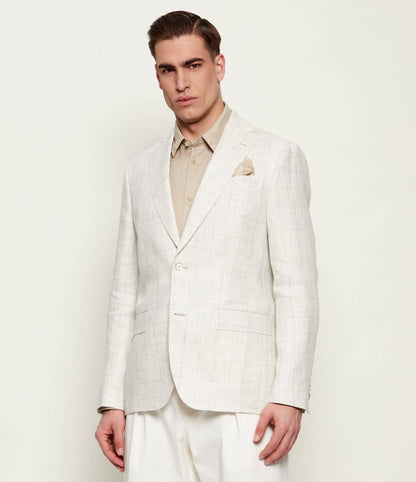 SAND Copenhagen | Veston en lin « Star Napoli » à motif à carreaux - Beige clair