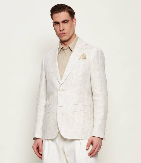SAND Copenhagen | Veston en lin « Star Napoli » à motif à carreaux - Beige clair