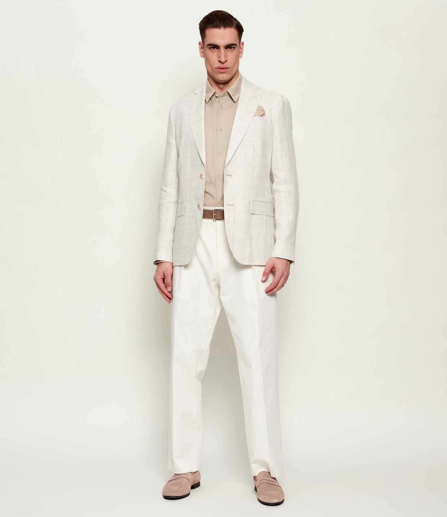 SAND Copenhagen | Veston en lin « Star Napoli » à motif à carreaux - Beige clair