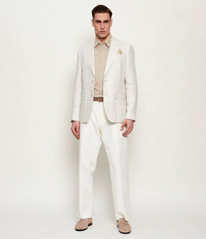 SAND Copenhagen | Veston en lin « Star Napoli » à motif à carreaux - Beige clair