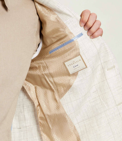 SAND Copenhagen | Veston en lin « Star Napoli » à motif à carreaux - Beige clair