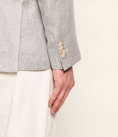 SAND Copenhagen | Le blazer en lin à motif chevrons ''Star Napoli'' - Gris