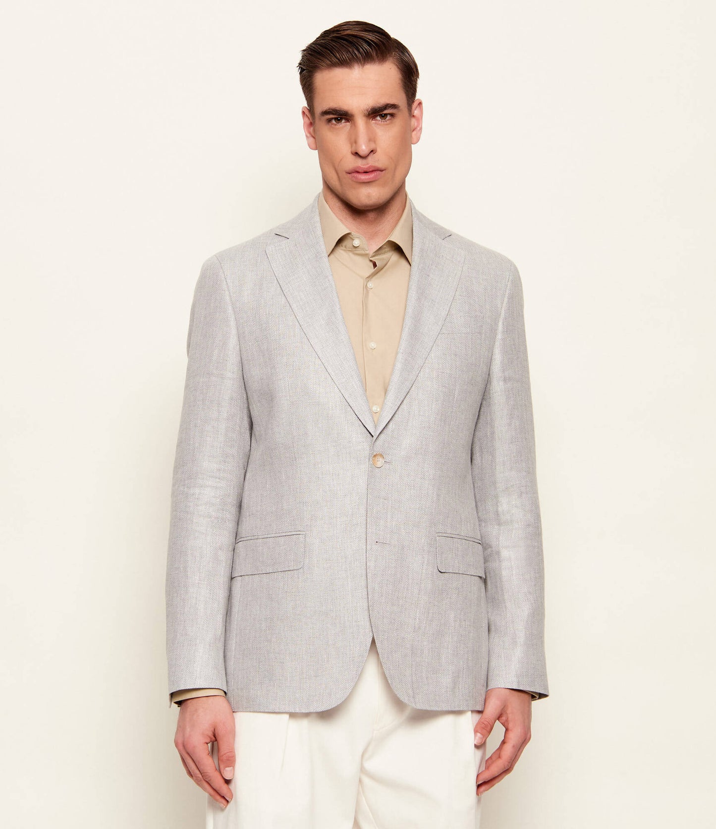 SAND Copenhagen | Le blazer en lin à motif chevrons ''Star Napoli'' - Gris