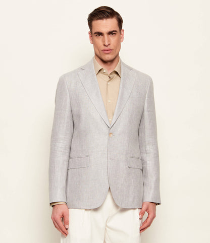 SAND Copenhagen | Le blazer en lin à motif chevrons ''Star Napoli'' - Gris