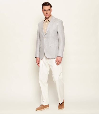 SAND Copenhagen | Le blazer en lin à motif chevrons ''Star Napoli'' - Gris