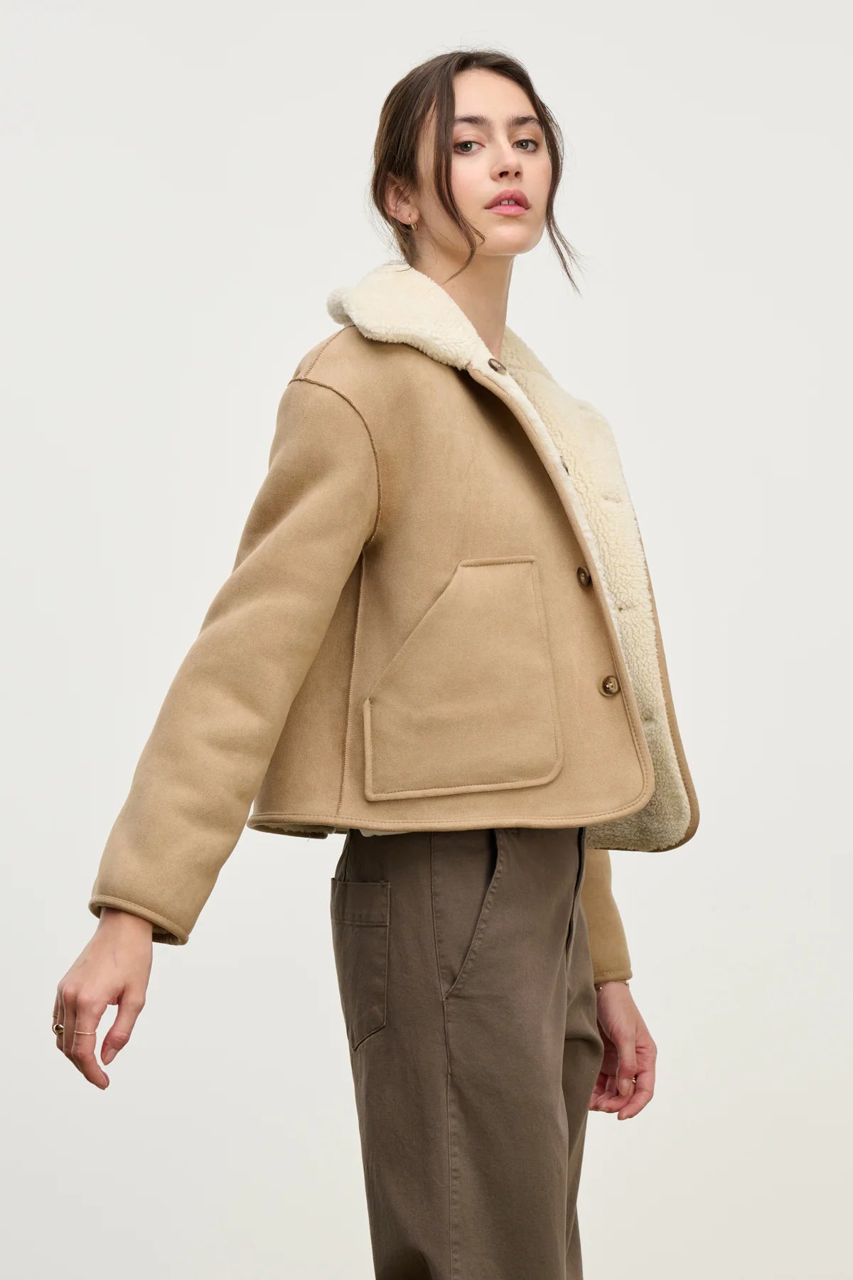 Velvet | La veste réversible Amara sherpa - Sable