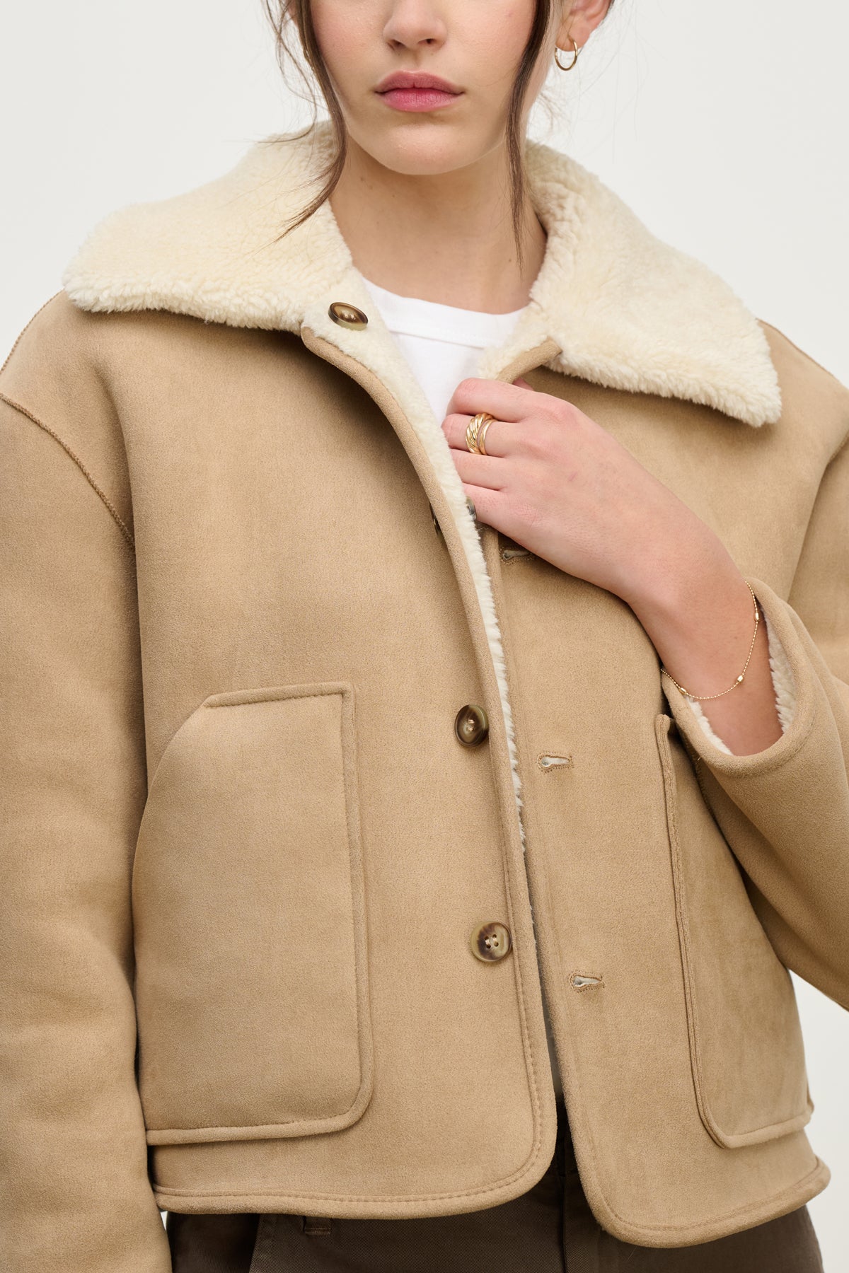 Velvet | La veste réversible Amara sherpa - Sable