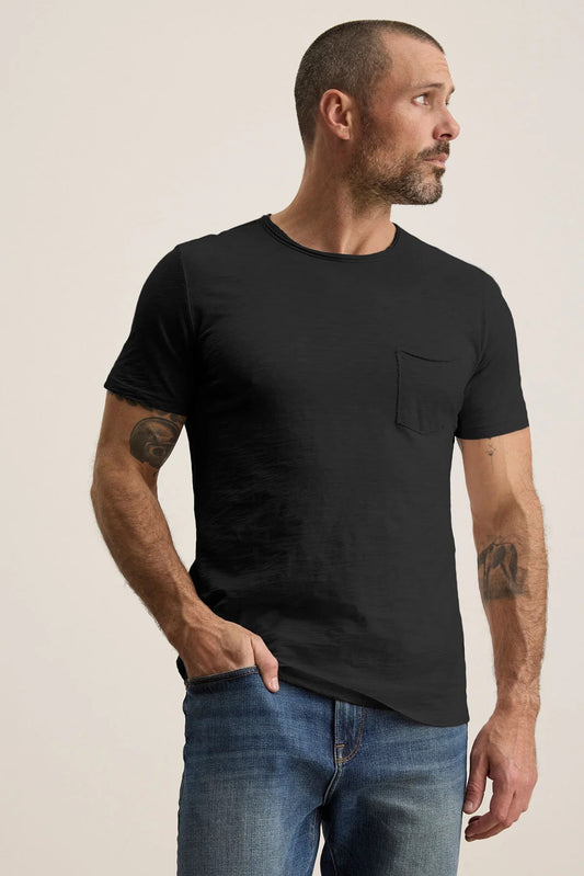 Velvet  |Le T-shirt Chad à poche en coton flammé - Noir