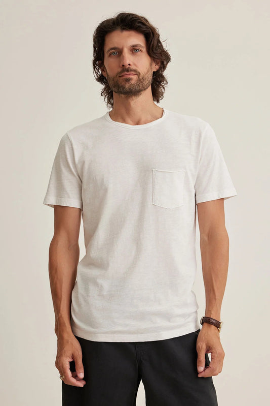 Velvet  |Le T-shirt Chad à poche en coton flammé - Blanc