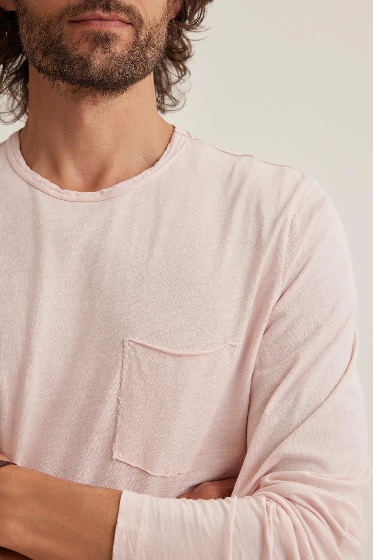 Velvet | T-shirt manches longues ''SIMEON'' en coton flammé - Rose Nassau