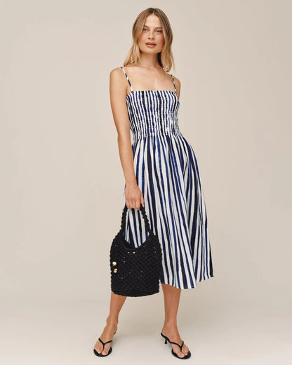 Bella Dahl | Robe mi-longue| Blanc et Bleu