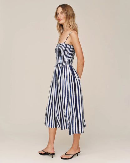 Bella Dahl | Robe mi-longue| Blanc et Bleu