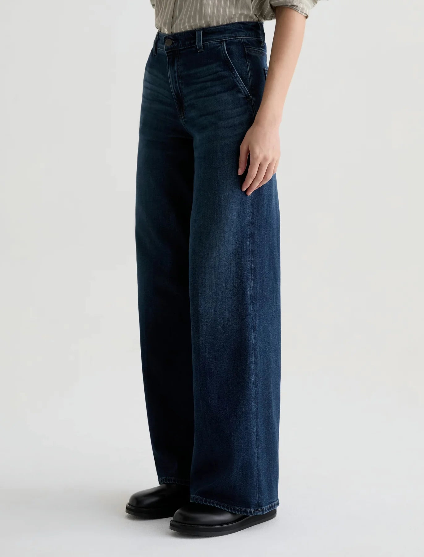 AG Jeans |  Pantalon palazzo à taille basse ''Stella'' - Bleu Poise