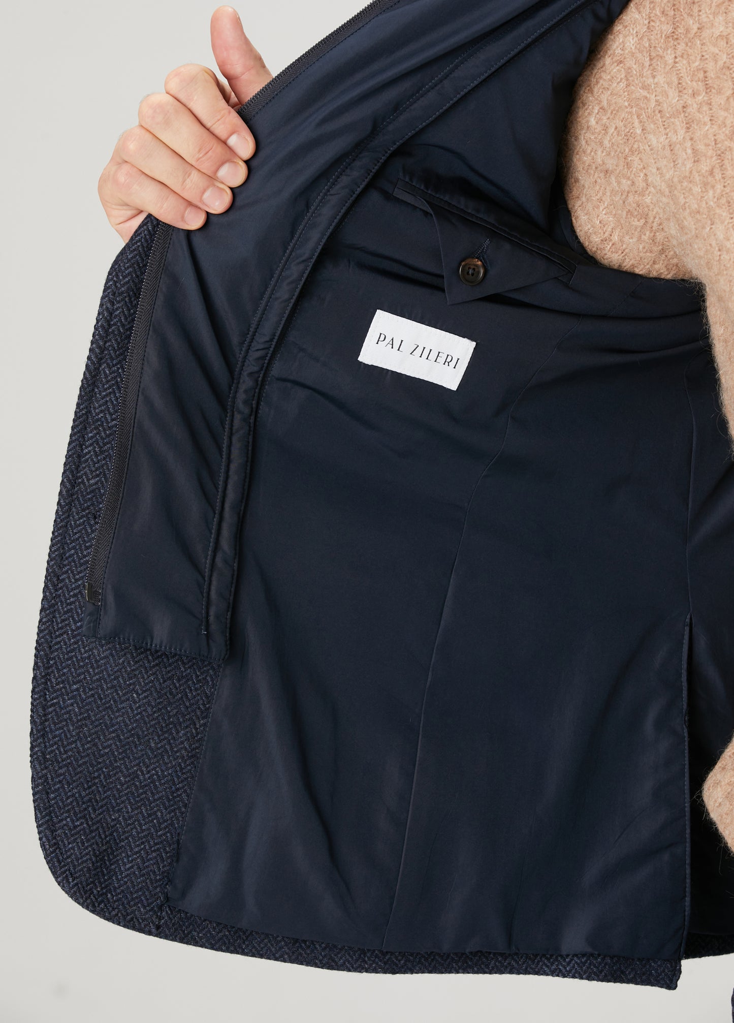 Pal Zileri | Veste à chevrons Col intérieur amovible à capuche - Marine