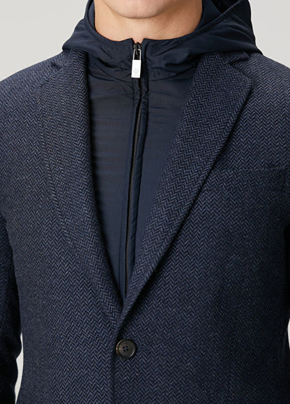 Pal Zileri | Veste à chevrons Col intérieur amovible à capuche - Marine