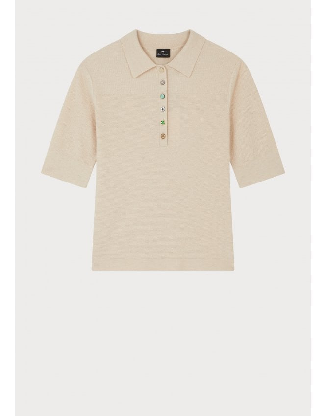 Paul smith | Top en maille texturé à manches courtes et boutons multiples - Beige