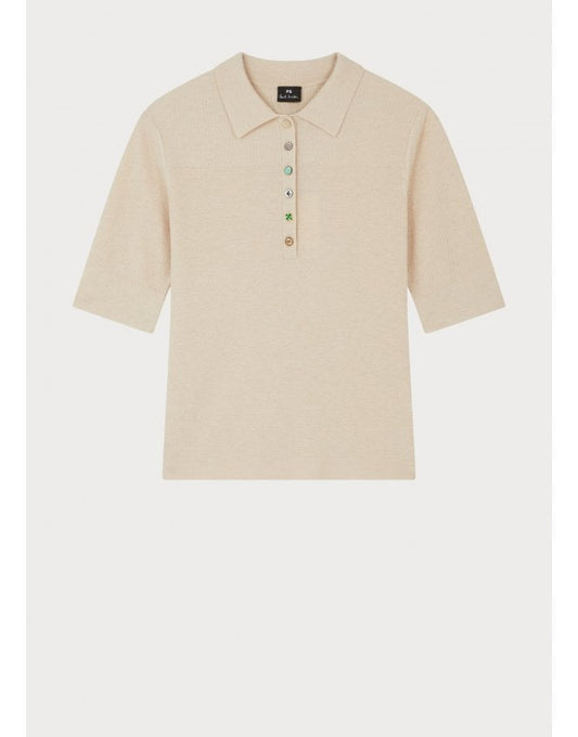 Paul smith | Top en maille texturé à manches courtes et boutons multiples - Beige