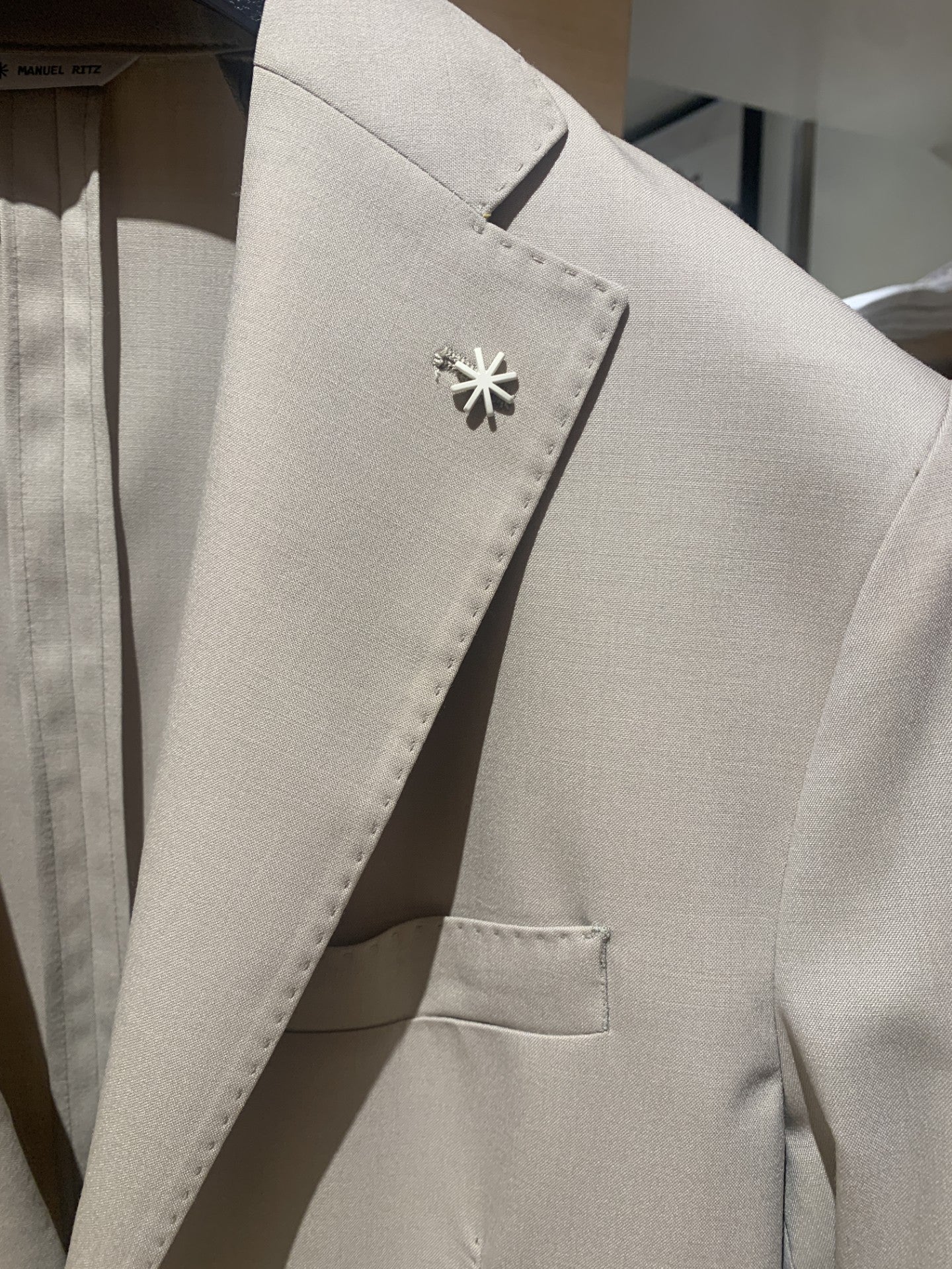 Manuel Ritz | Veston en laine extensible - Beige