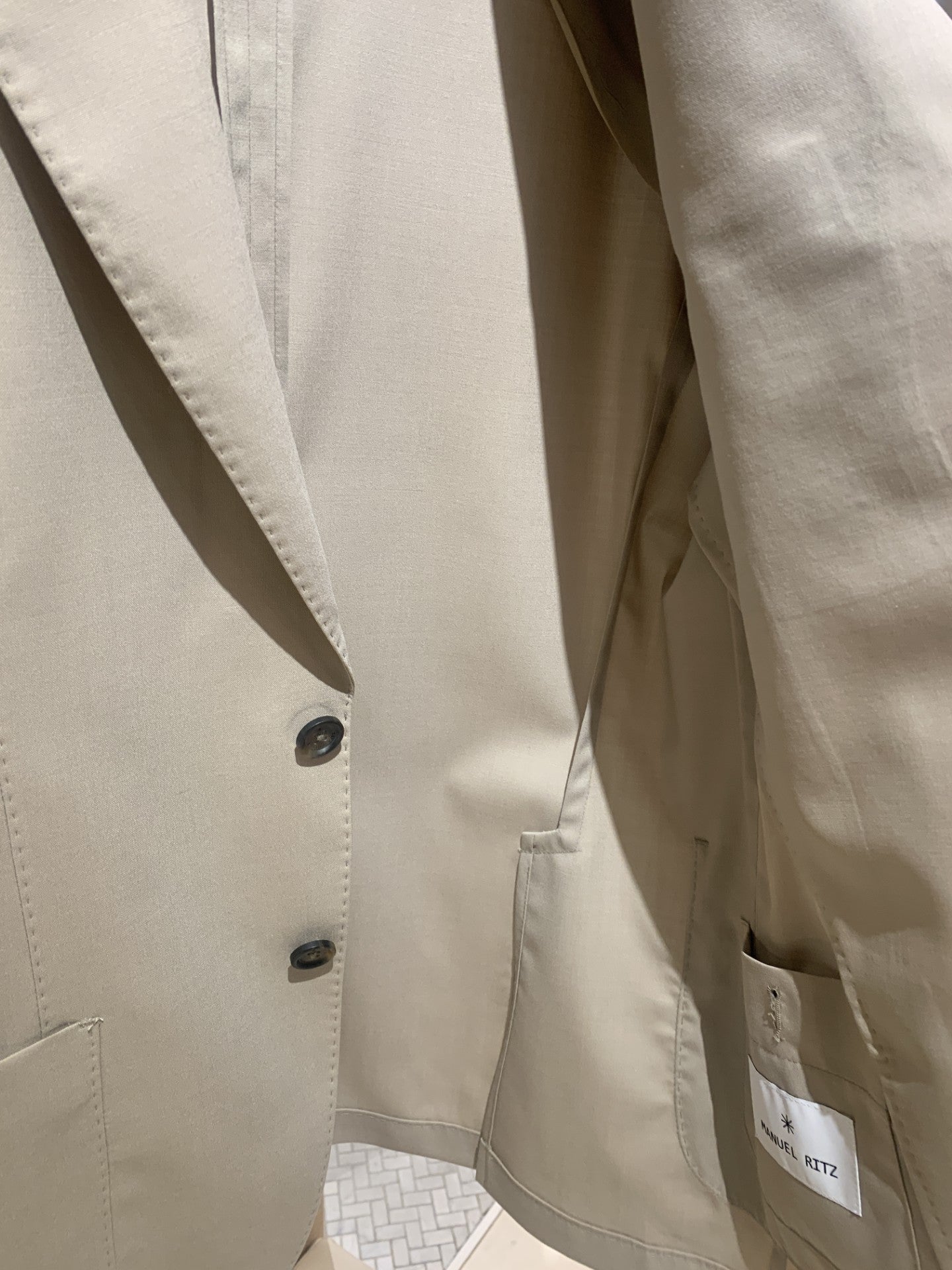 Manuel Ritz | Veston en laine extensible - Beige
