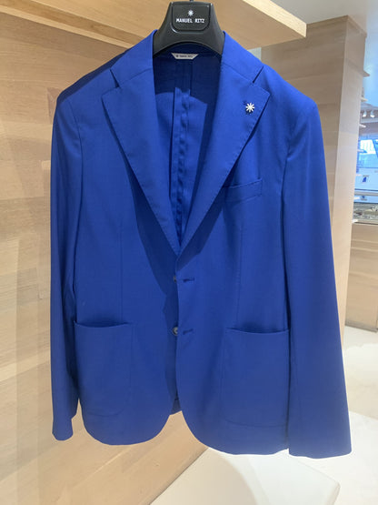 Manuel Ritz | Veston en laine extensible - Bleu cobalt