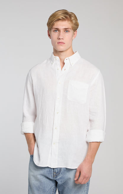 C.O.F. Studio | Chemise boutonnée en pur lin- Blanc