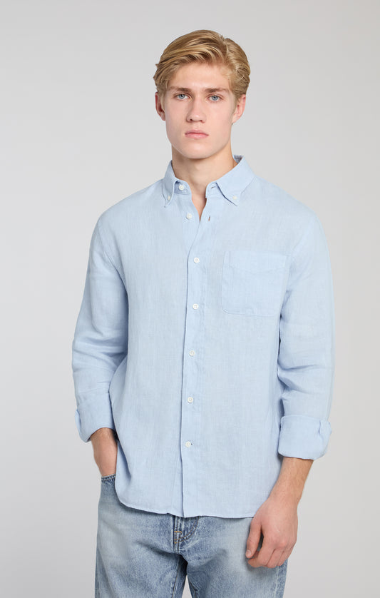 C.O.F. Studio | Chemise boutonnée en pur lin- Bleu claire