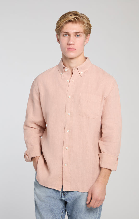 C.O.F. Studio | Chemise boutonnée en pur lin- Rose claire